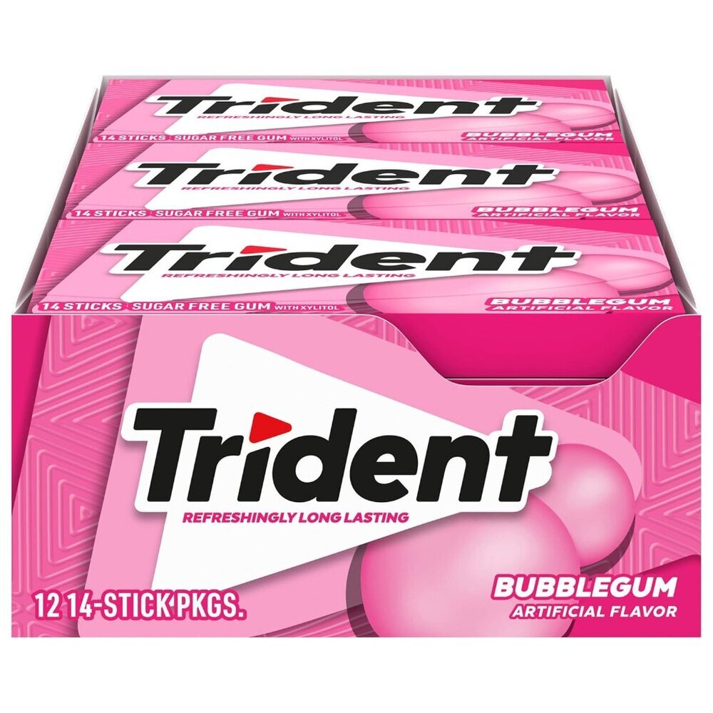 Bubblegum Sugar-Free Chewing Gum, 12 Packs of 14 Pieces 168 Total Pieces